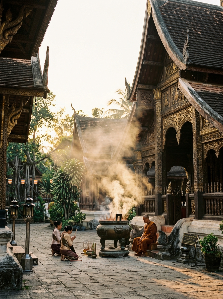 Sacred Temple Courtyard & Incense · Chiang Mai